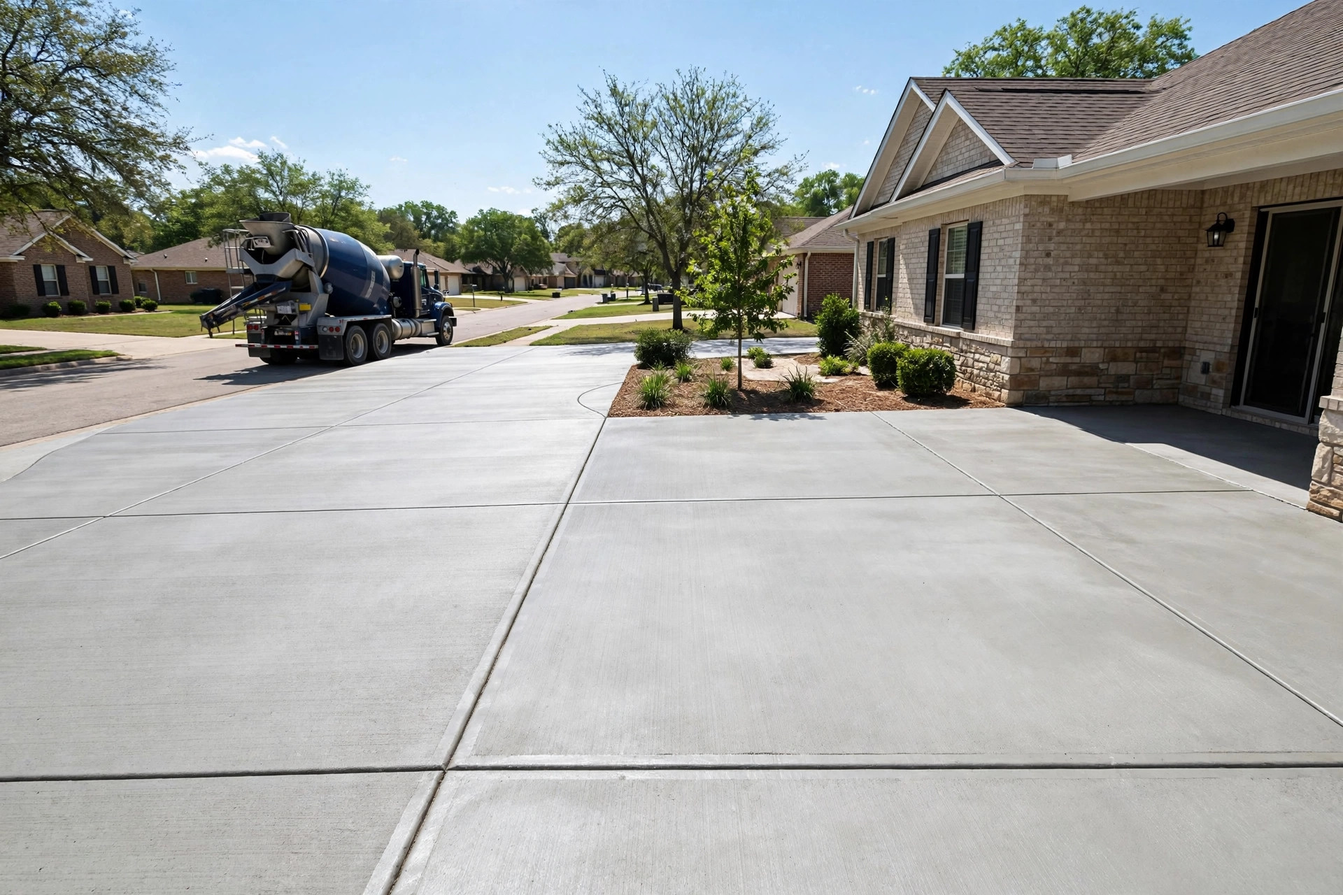 Finished concrete driveway